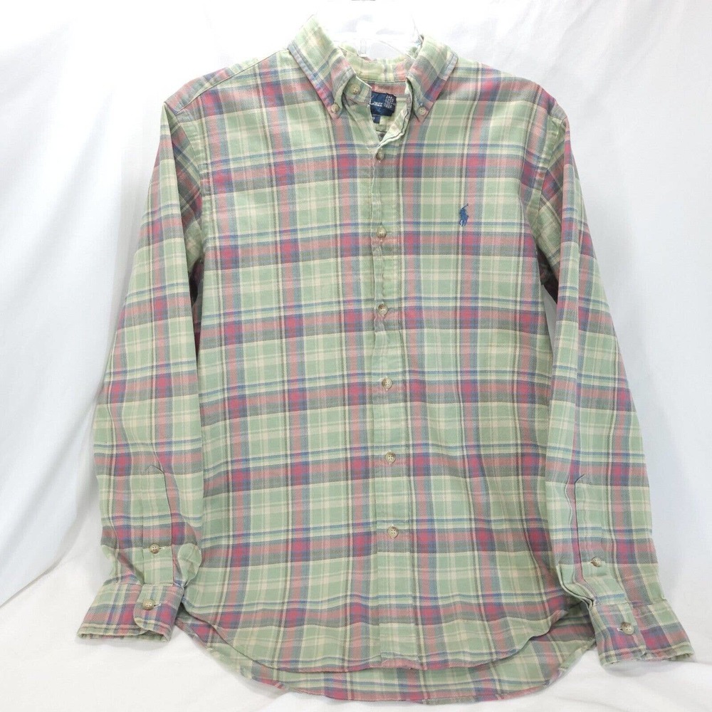 Ralph Lauren Long Sleeve Button Up Shirt Adult Mens Size Small S Green